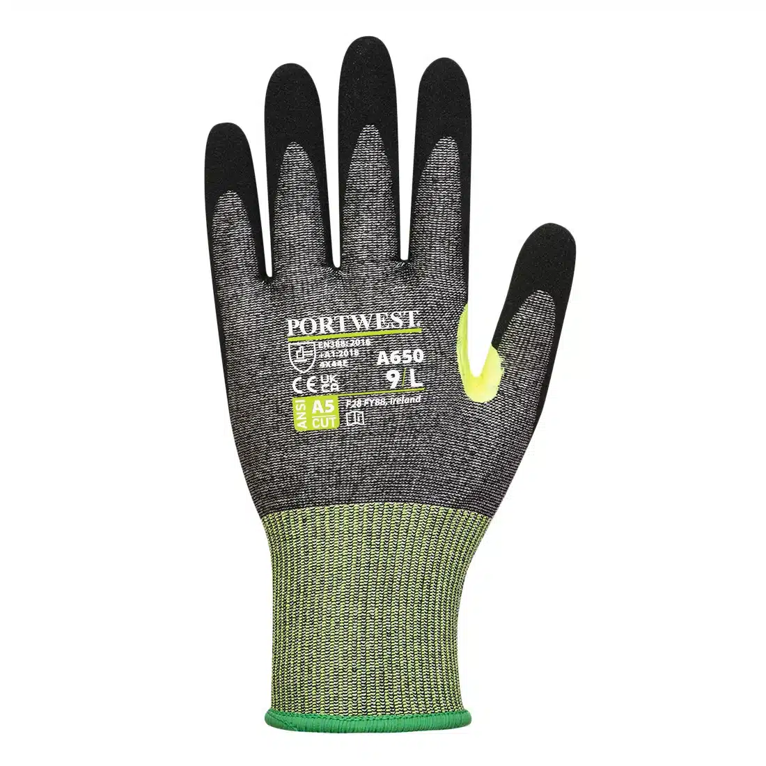 Gants de travail anti coupure mousse Nitrile J15 Portwest vue de haut
