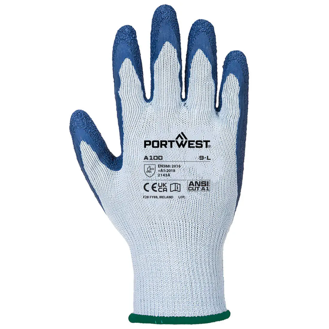 Gant de manutention Enduit Latex Portwest bleu - gris vue de dessus