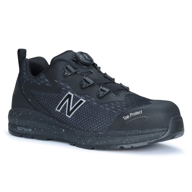 Chaussures de sécurité légères Logic BOA S1 PL New Balance vue trois quarts cote droit noir