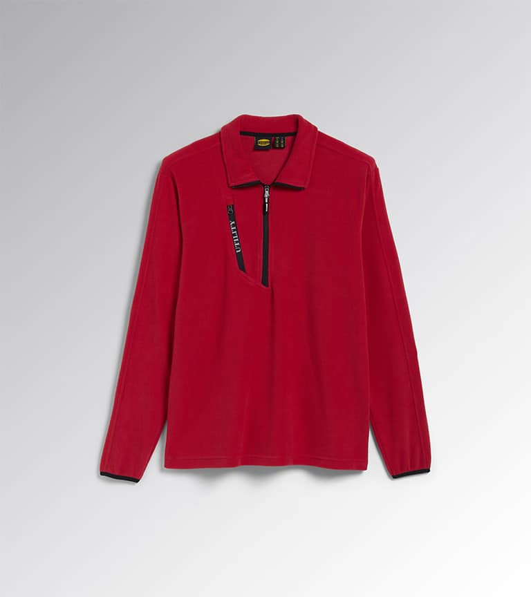 Pull de travail polaire MICROPILE POCKET LITEWORK Diadora Utility rouge vue de face