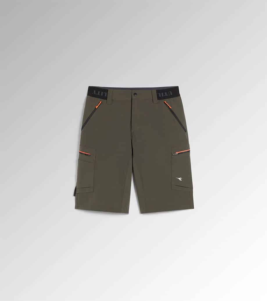 Bermuda de travail stretch Shadow Diadora Utility vert kaki vue de face