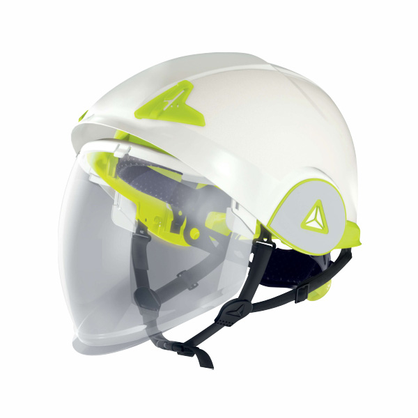 Casque de chantier avec visière Onyx2 Delta Plus vue de cote gauche
