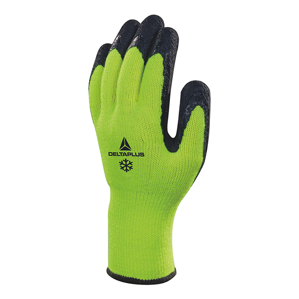 Gants de travail pour le froid Delta Plus vue de face jaune fluo noir