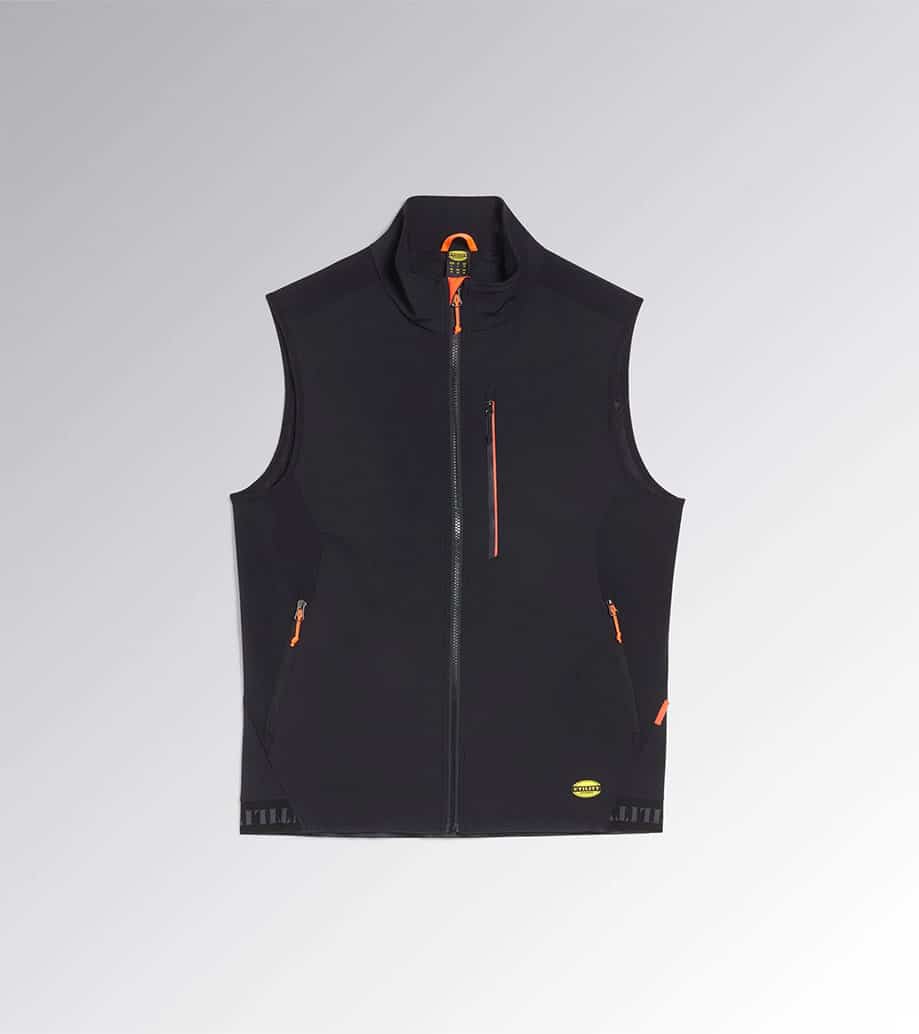 Gilet de travail à manches courtes Shadow Diadora Utility noir vue de face