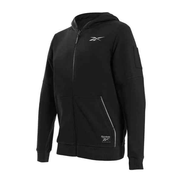 Sweat à capuche de travail avec fermeture éclaire Reebok Safety noir vue de face
