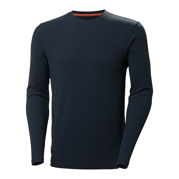 T-shirt technique de travail à manches longues Helly Hansen bleu marine vue de face